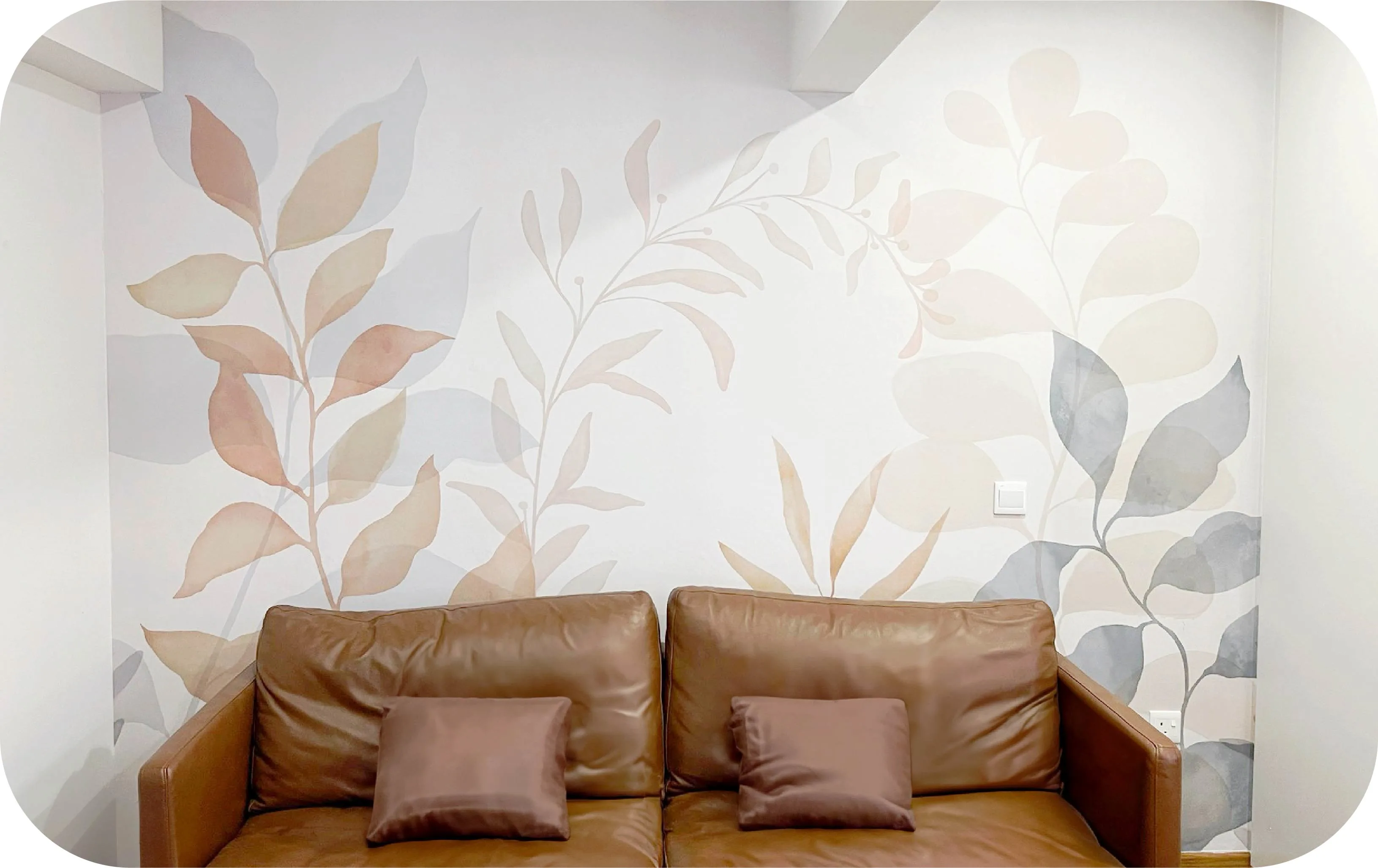 A Stunning LIving Room Makeover with Natural Mural Wallpaper
